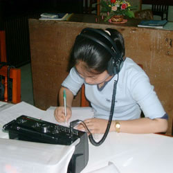 A girl working in the Language Lab